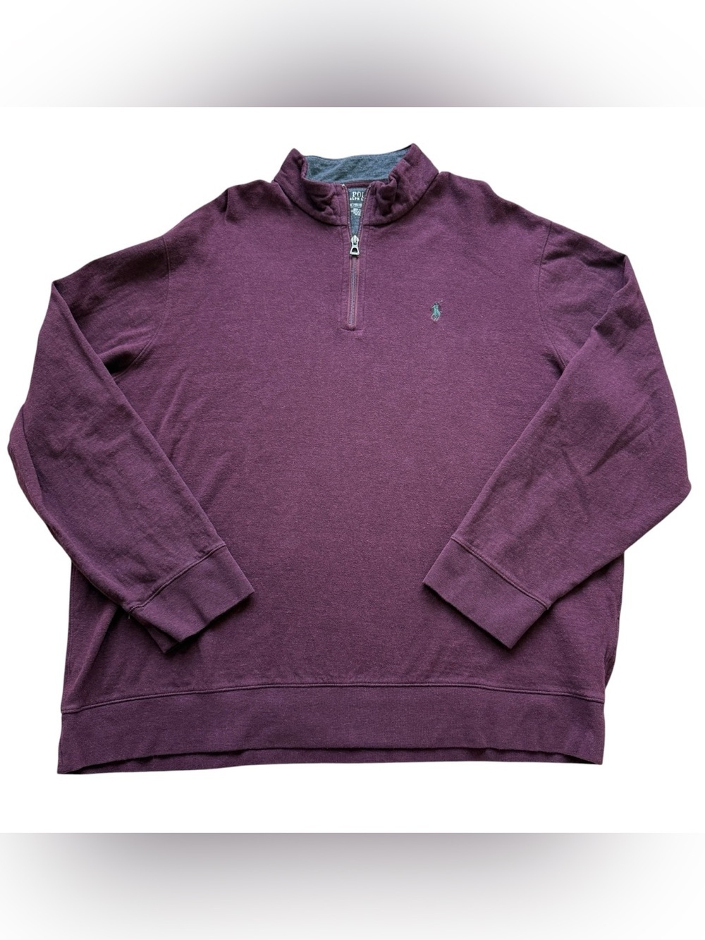 Polo Ralph Lauren 1/4 Zip Pullover XXL Burgundy Cotton Blend Sweater Preppy